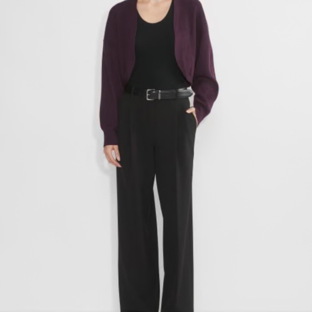 Aritzia Babaton Decision Shrug Cropped Cardigan Ribbed Knit Plum Purple Womens L